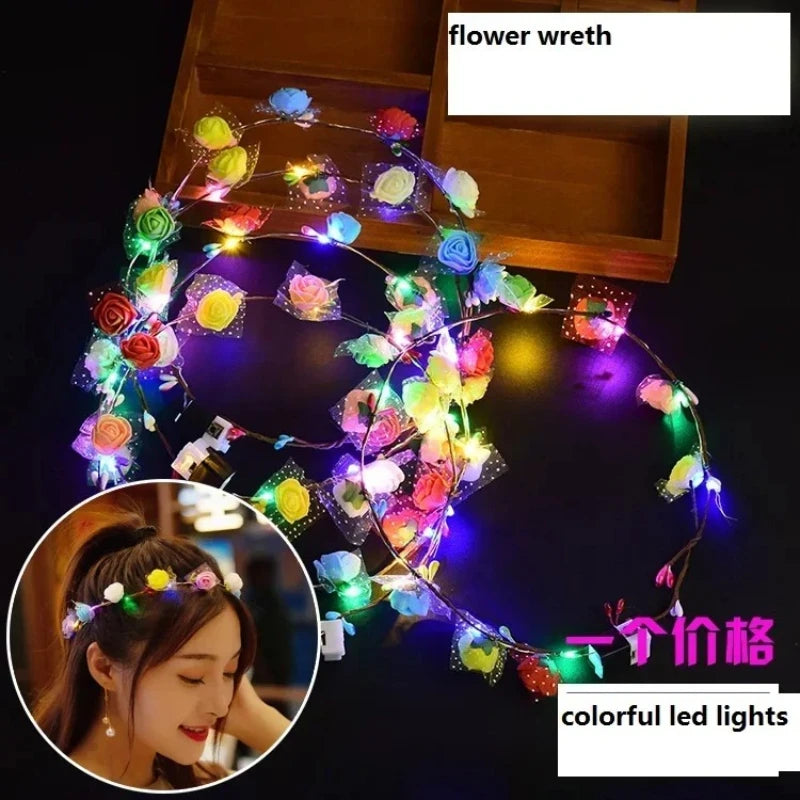 15-Pack Glow LED Cat Ear Rabbit Crown Headbands – Party Set LED Party Headbands Babs