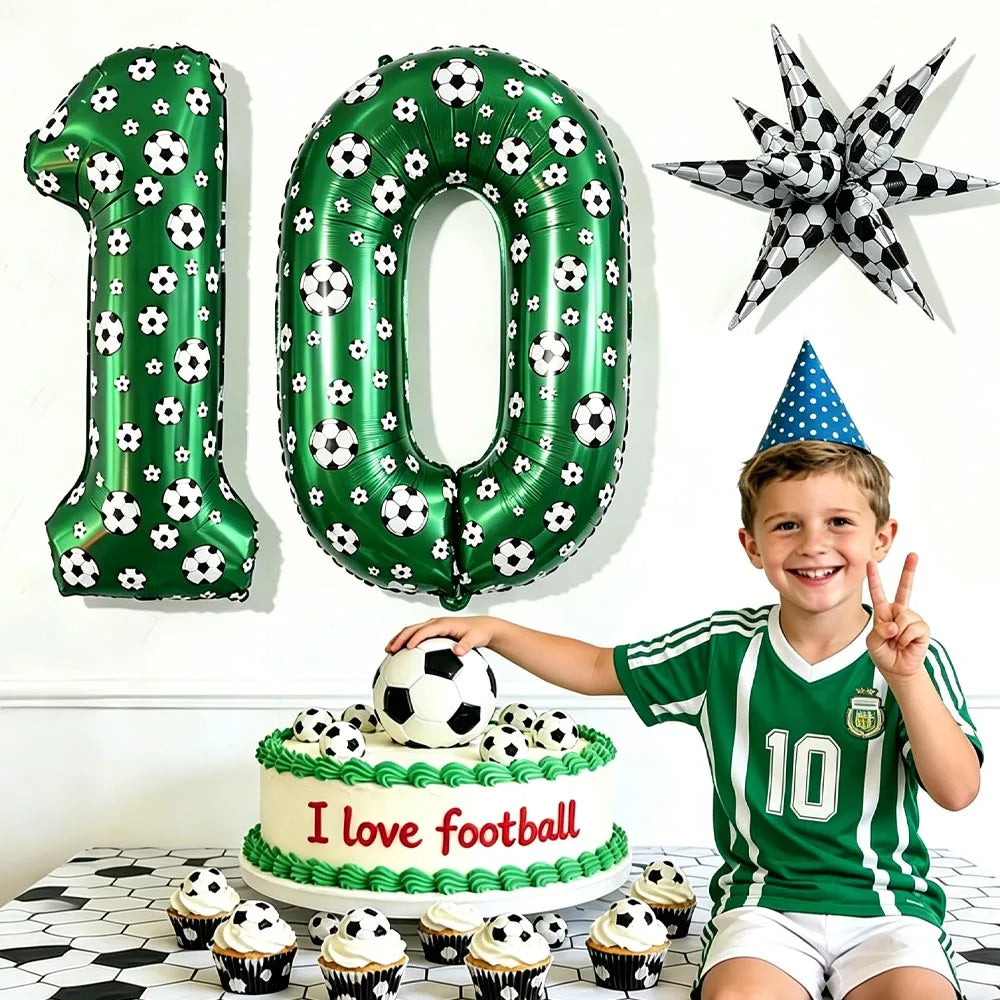 40" Number 10 Soccer Foil Balloon – Kids 10th Birthday Decor Party Foil Balloon Babs