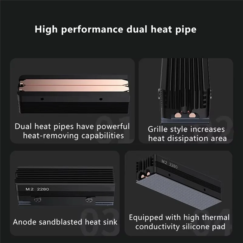 M.2 NVMe 2280 SSD Heat Sink – Dual Copper Heat Pipes SSD Heat Sink Babs