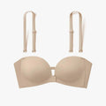 Women's Strapless Backless Seamless Push-Up Bralette Front Closure Seamless Bralette Babs Beige S