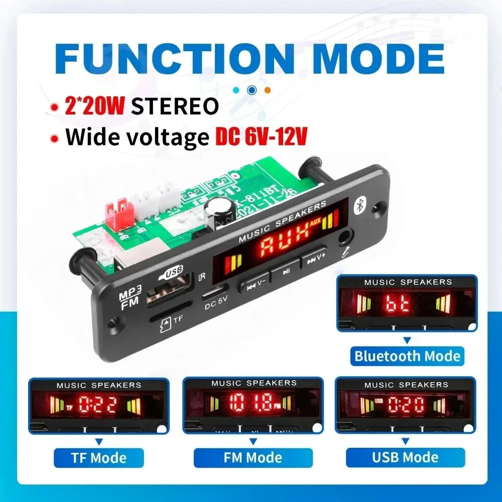 KEBIDUMEI Bluetooth 5.0 MP3 Decoder Board 40W Amplifier FM Radio MP3 Amplifier Board Babs