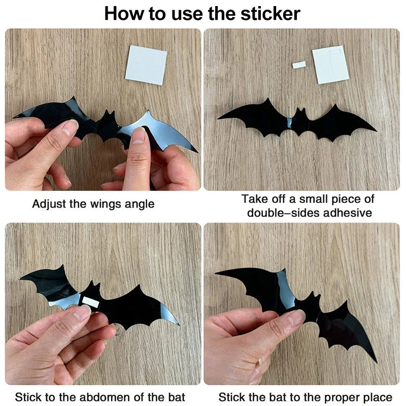 3D Black Bat Wall Stickers Halloween Decals – 12 to 120 Pcs Halloween Wall Decals Babs