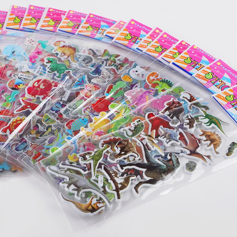 10 Sheets 3D Bubble Stickers Cartoon Animals & Cars Kids Party Kids Craft Stickers Babs