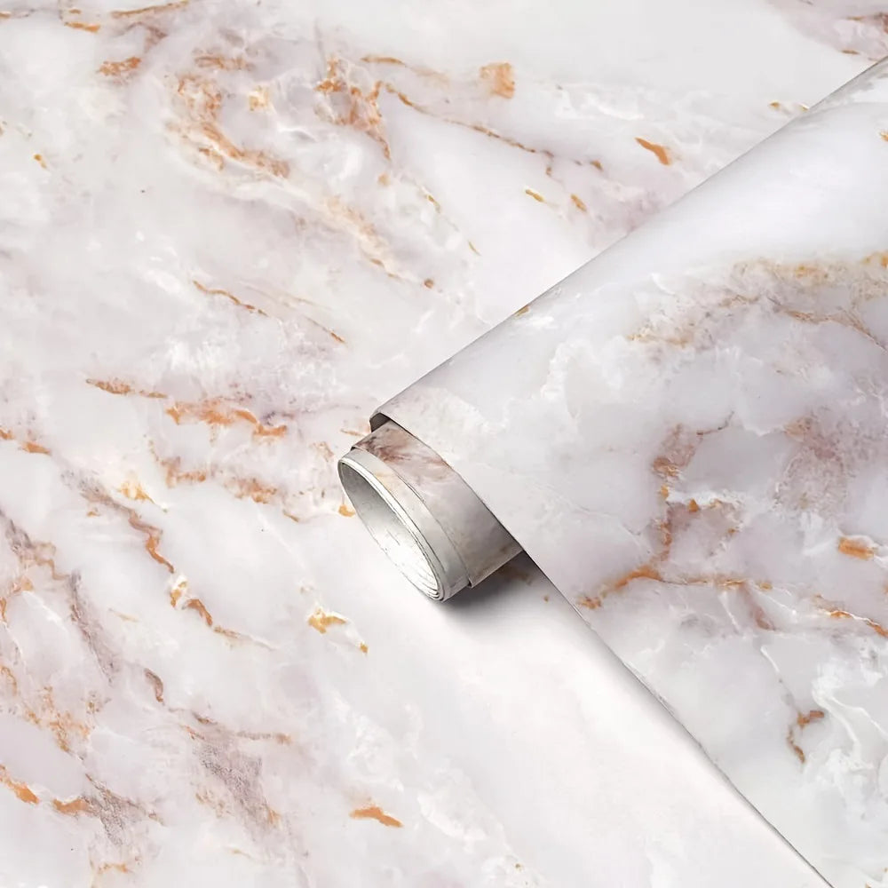 Matte Marble Peel & Stick Wallpaper – Waterproof & Removable Peel & Stick Wallpaper Babs Matte-Amber Brown 40cmx1000cm
