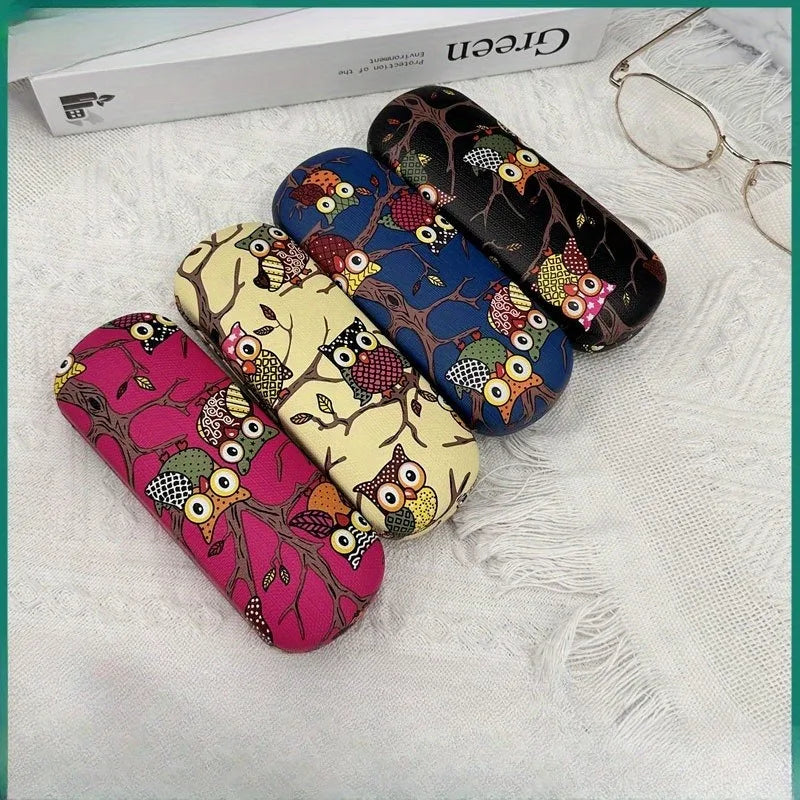 Cute Owl Hard Leather Eyeglasses Case – Portable Glasses Box Eyeglasses Case Babs