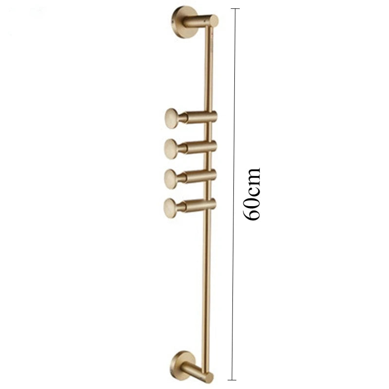 Wall Mounted Brass Coat Rack – 6-Hook Adjustable Metal Hanger Wall Coat Rack Babs Gold-4 Hooks