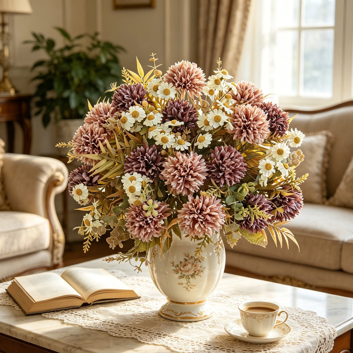 Silk Chrysanthemum Artificial Flowers – Wedding & Home Décor Artificial Flower Bouquet Babs