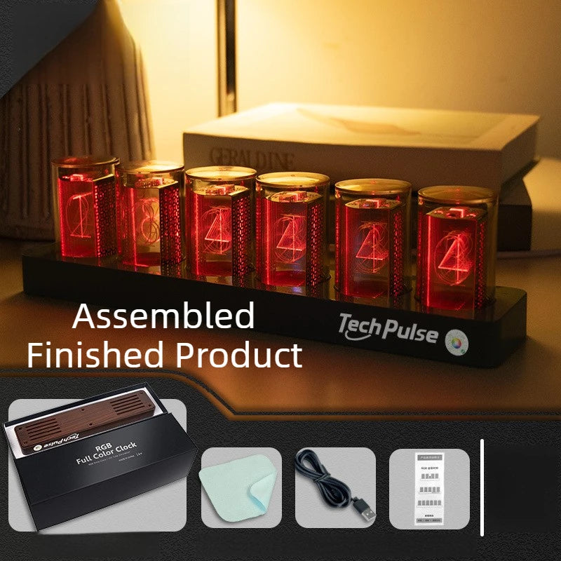 Nixie Tube LED Desk Clock – 16M Colors, Bluetooth, Silent LED Desk Clock Babs Black