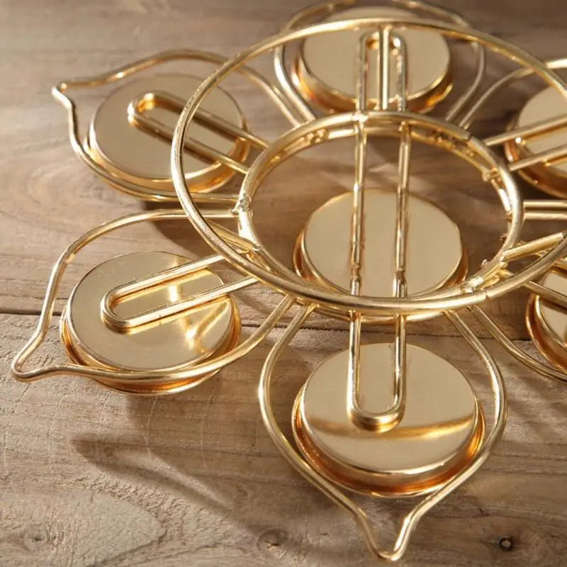 Gold Lotus Metal Candlestick Holder | Buddhist Butter Lamp Candle Holder Babs