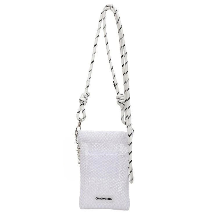 Hollow Mesh Crossbody Bag – Lightweight Women's Shoulder Purse Mesh Crossbody Bag Babs White