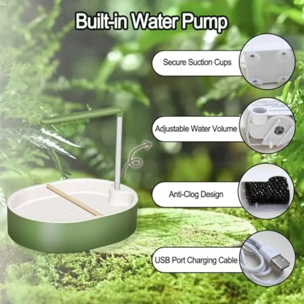 Automatic Circulating Bird Bath with Perch – Large Parrot Pool Bird Bath Babs
