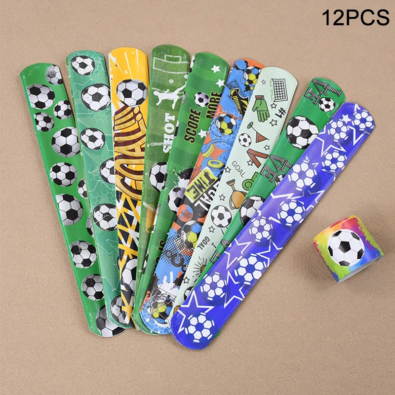 Soccer Party Favors – Bracelets, Keychains & Maze Toys for Kids Party Favor Set Babs 12Pcs Slap Bracelet 1