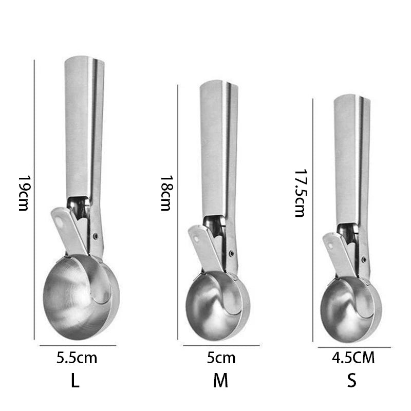 Stainless Steel Ice Cream Scoop & Fruit Ball Spoon – Dual-Purpose Ice Cream Scoop Babs