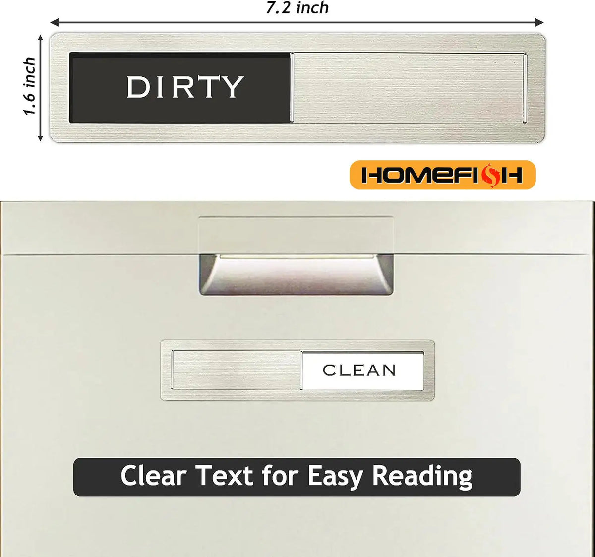 Dishwasher Magnet Clean Dirty Sign – Stainless Steel Slider Kitchen Magnet Sign Babs