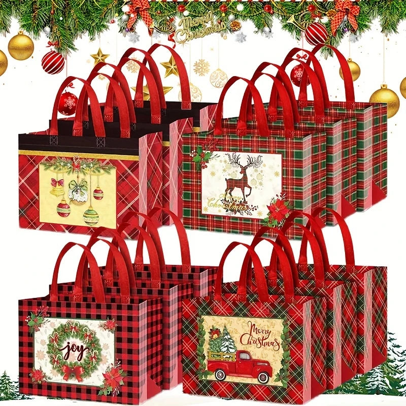 Christmas Gift Tote Bags with Handles – Reusable Non-Woven Holiday Gift Bags Babs