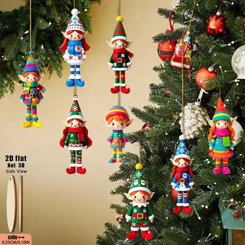 Christmas Wooden Angel Elf Ornaments | 8/16/32Pcs Gift Tags Christmas Tree Ornaments Babs