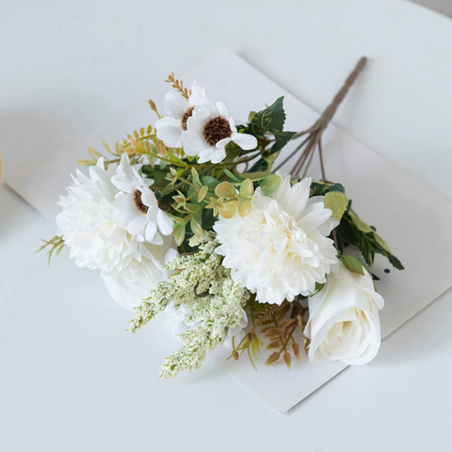 Silk Rose & Chrysanthemum Artificial Bouquet – 2/4pcs Artificial Flower Bouquet Babs color 4 2 pcs
