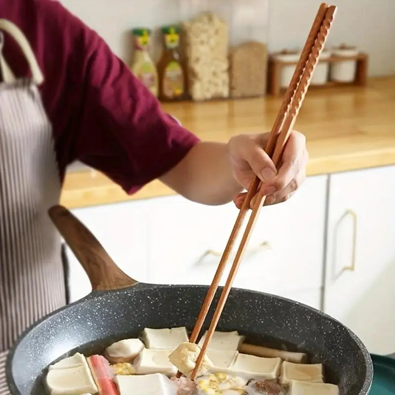 4 Pairs Extra-Long Wooden Cooking Chopsticks – Reusable Kitchen Cooking Chopsticks Babs