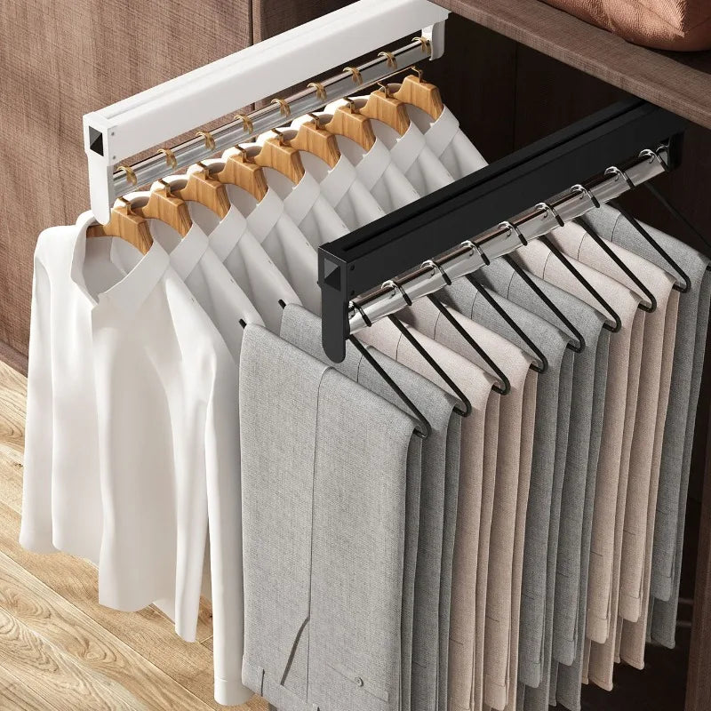 Sliding Rail Coat Rack – Retractable Metal Wardrobe Hanger Sliding Coat Rack Babs