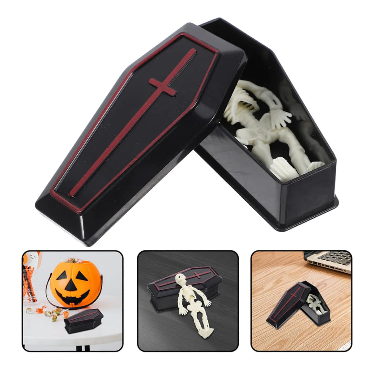 Mini Coffin Box with Skeleton – Halloween Décor & Prank Prop Halloween Prop Decor Babs