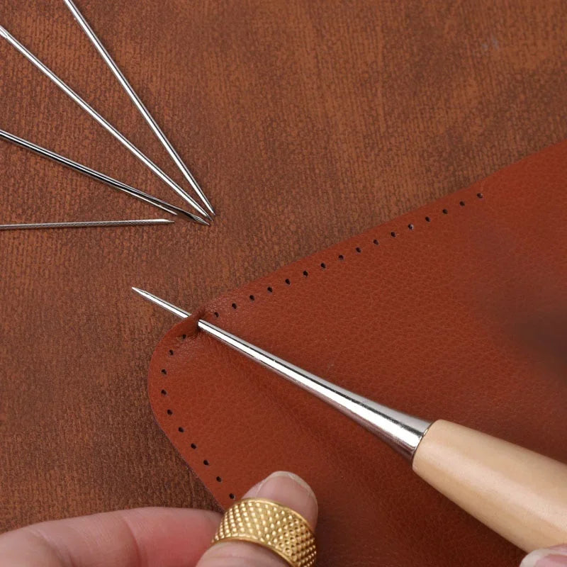 16-Piece Leather Sewing Kit – Needles, Awl, Waxed Thread & Thimble Leather Sewing Kit Babs