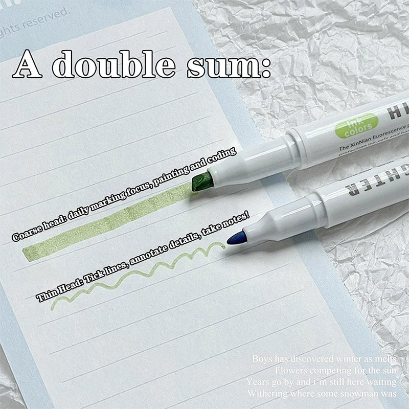 15-Color Double-Headed Pastel Highlighter Pen Set | HUXUAN Highlighter Pen Set Babs