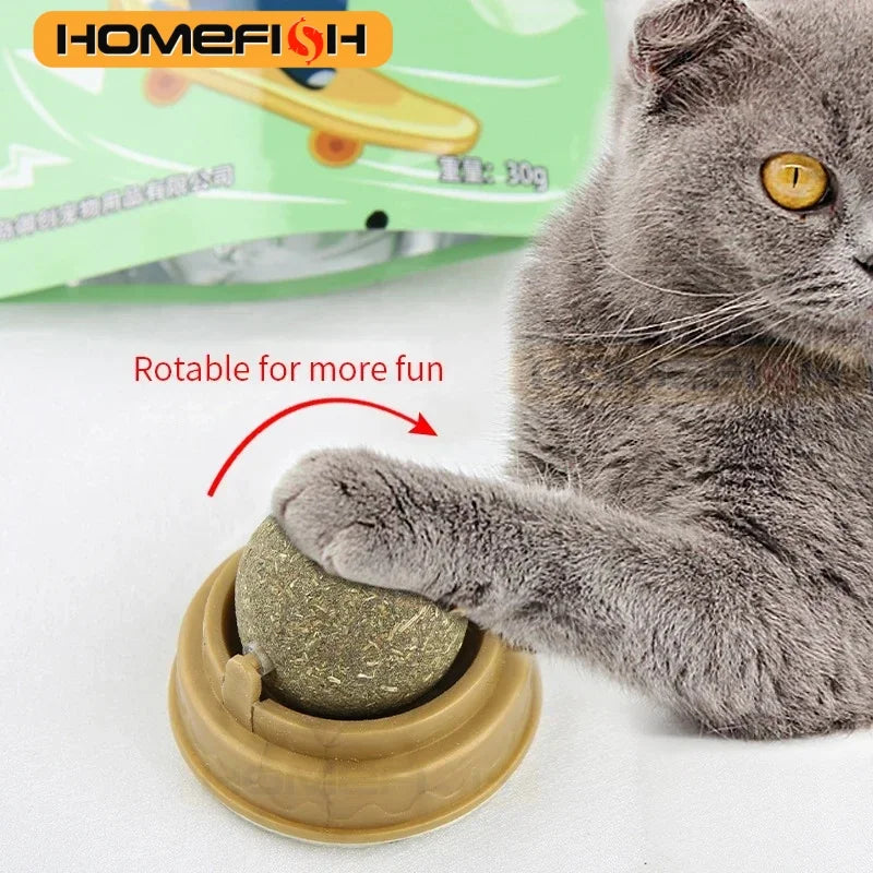 Natural Catnip Wall Stick-On Ball Toy & Scratcher for Cats Cat Catnip Toy Babs