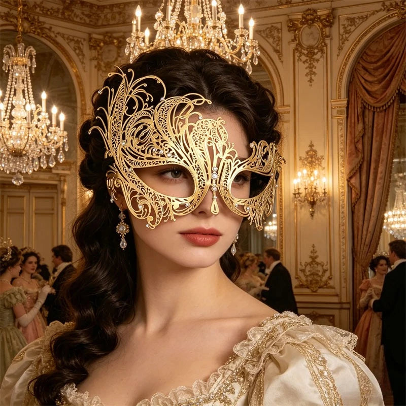 Luxury Metal Venetian Masquerade Mask – Unisex Costume Masquerade Mask Babs