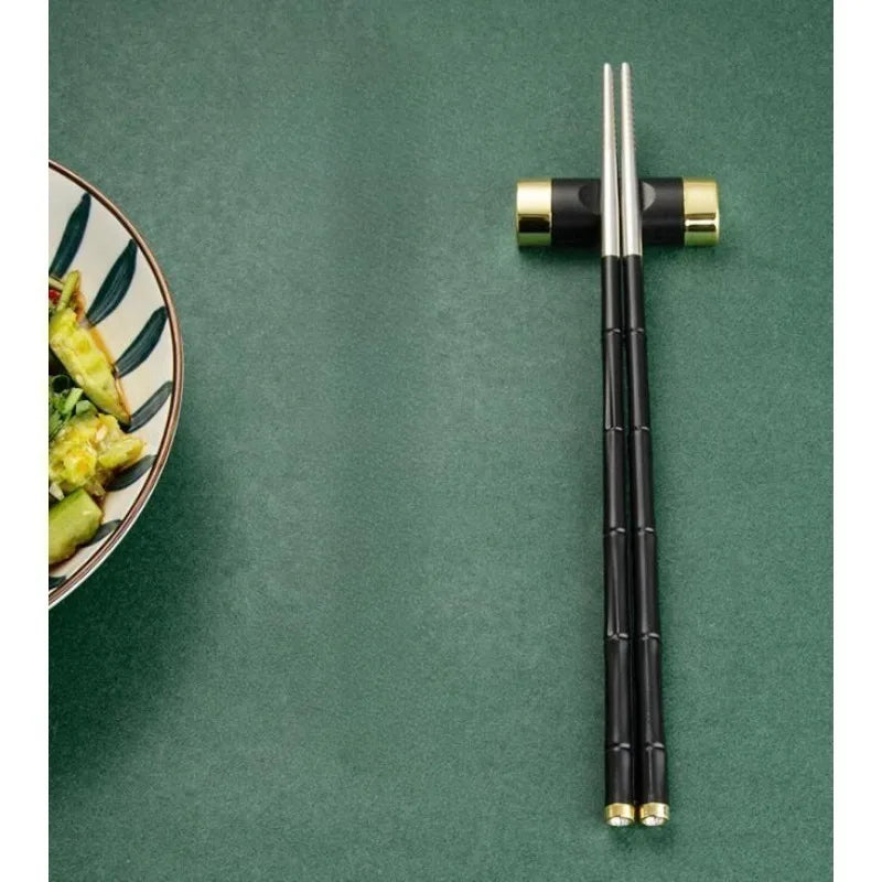 Reusable Non-Slip Stainless Steel Chopsticks for Sushi & Asian Food Reusable Chopsticks Babs Black
