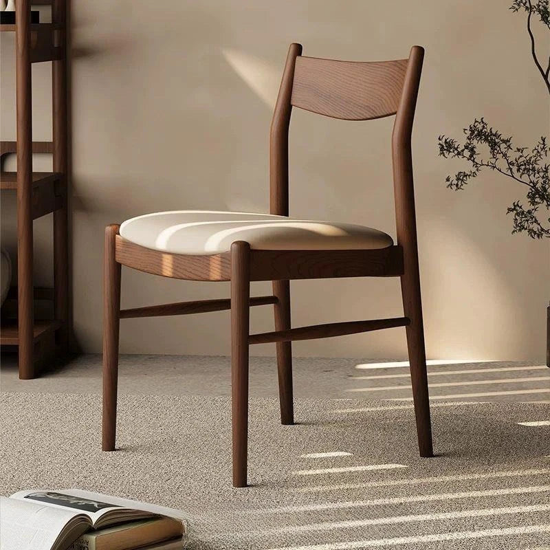 Nordic Solid Wood Dining Chair – Modern Luxury Home Seating Dining Chair Babs Brown-White Leather