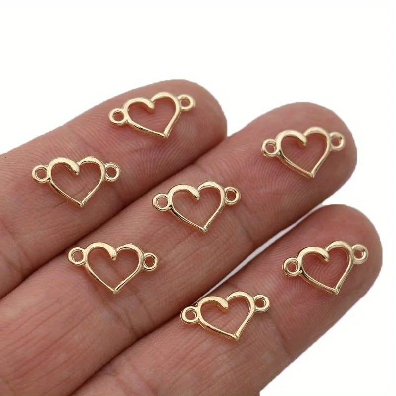 50pcs Silver Plated Heart Charm Connectors – Jewelry Making Jewelry Charm Connectors Babs