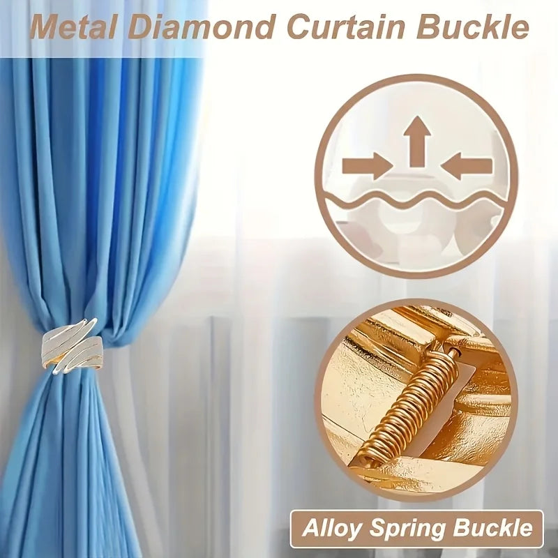 2pcs Metal Flowing Sand Curtain Buckles – Luxury Tie-Backs Curtain Tie Buckles Babs