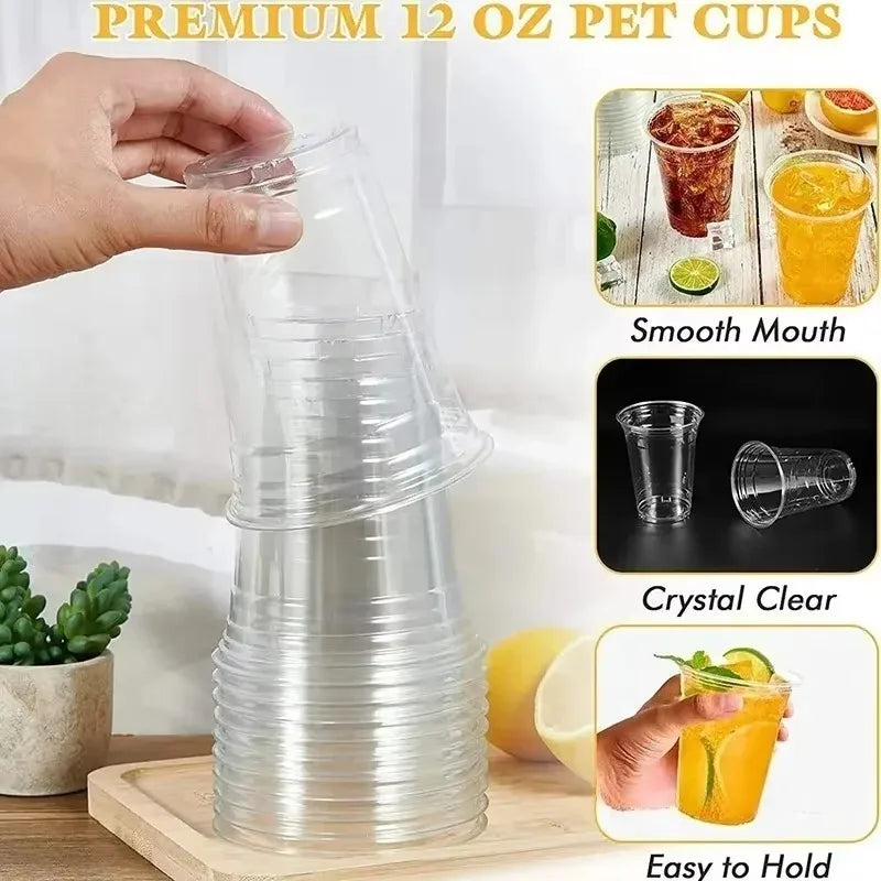 10-Pack 12oz Clear Disposable Cups – Bubble Tea & Party Drinks Disposable Drinkware Babs