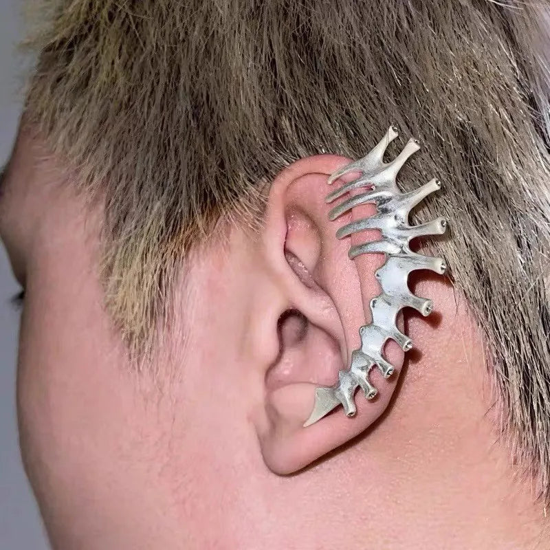 Punk Spine Thorn Clip-On Earrings – Silver Zinc Alloy Ear Cuff Clip-On Earrings Babs sillver - 1pcs