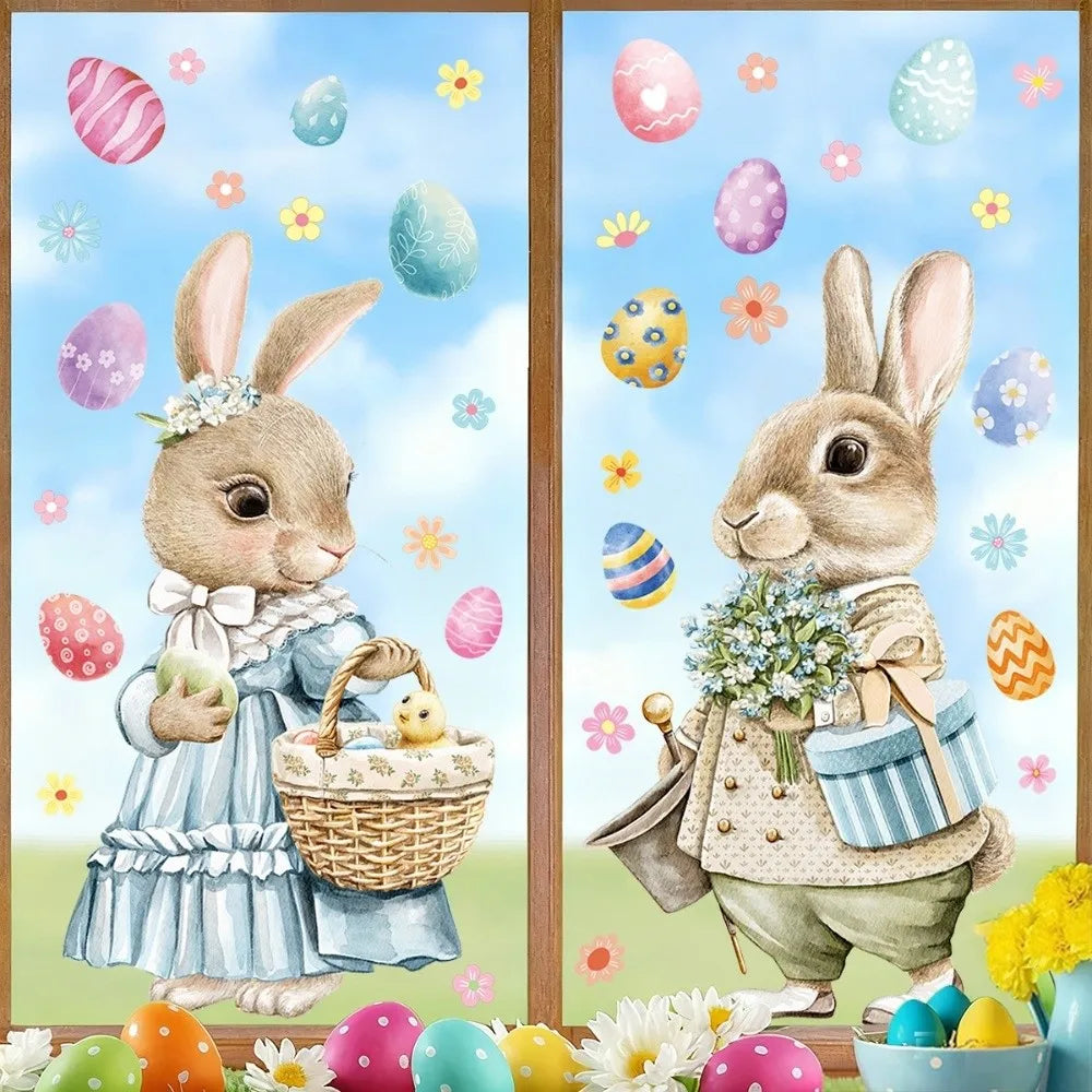 Easter Window Stickers – Removable PVC Static Egg Decals Window Decals Babs