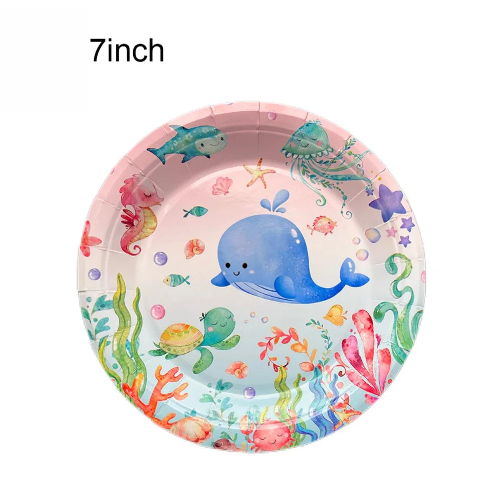 Under the Sea Party Tableware – Shark Paper Plates & Cups Party Tableware Set Babs B-1 10pcs