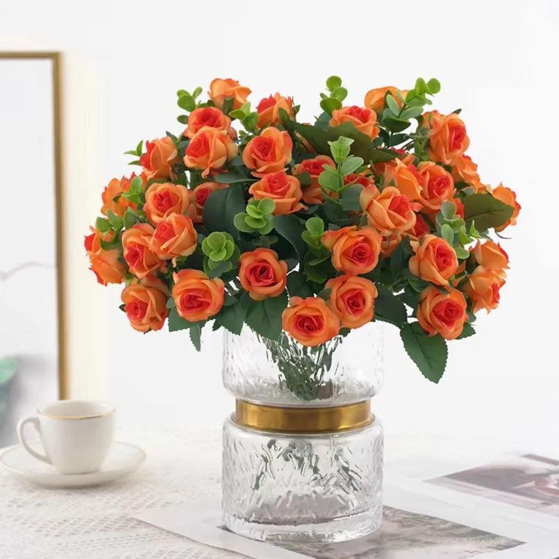 Silk Rose & Eucalyptus Artificial Flower Bouquet | Home Decor Artificial Flower Bouquet Babs