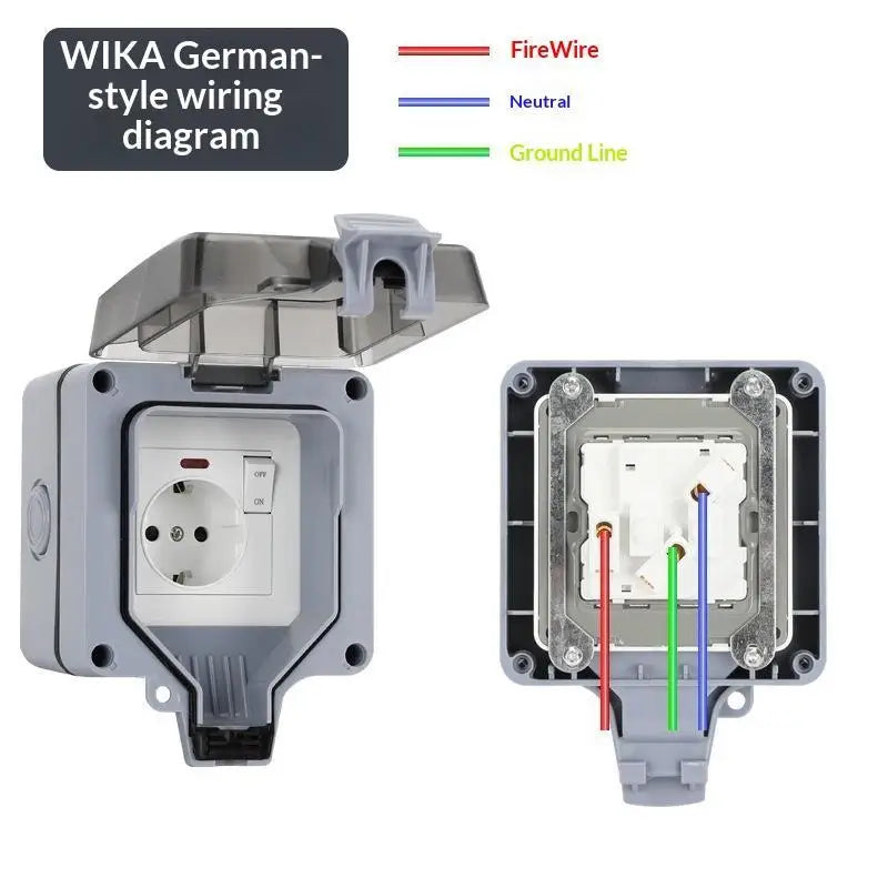 HUXUAN IP66 Waterproof Outdoor Schuko Wall Socket with Switch Waterproof Wall Socket Babs