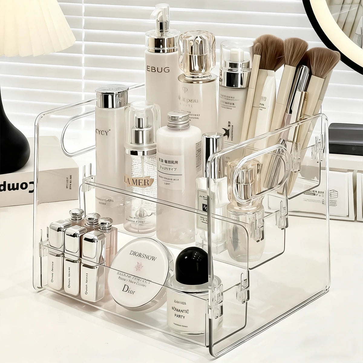 HOMEFISH Clear Compartment Cosmetic Storage Box & Display Rack Cosmetic Storage Box Babs