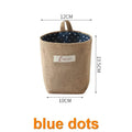 Foldable Wall Hanging Storage Bag – Cotton Linen Organizer Wall Hanging Organizer Babs blue dots