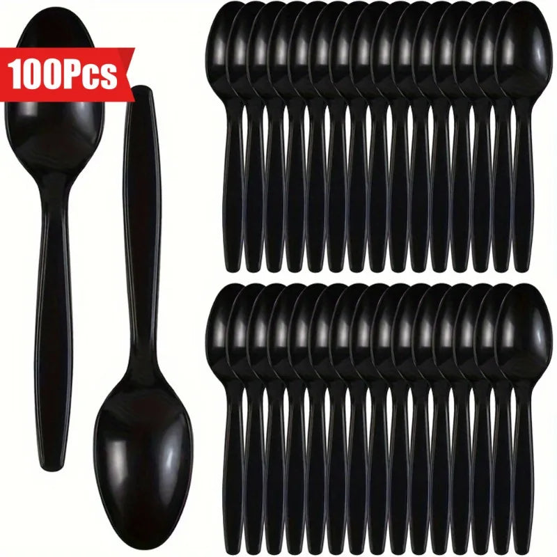 100-Pack Plastic Dessert Spoons for Parties & Buffets Plastic Dessert Spoons Babs