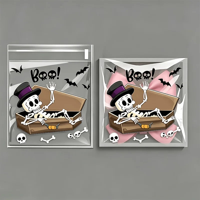 100Pcs Clear Self-Adhesive Halloween Treat & Candy Bags Halloween Treat Bags Babs