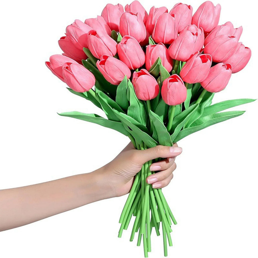 10-Piece Realistic Artificial Tulips – Wedding & Home Decor Artificial Flowers Babs Hot Pink One Size