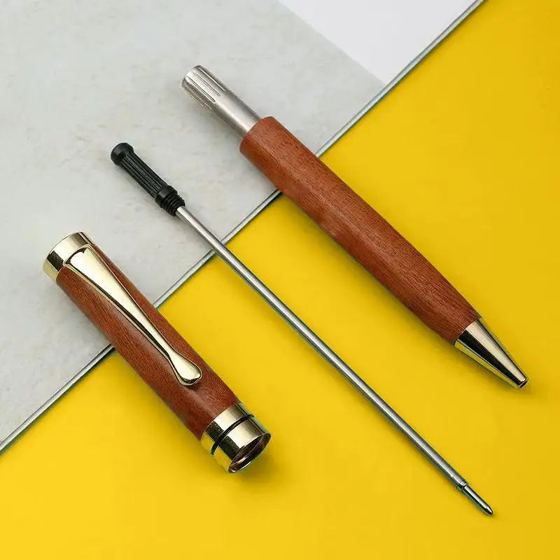 Metal & Sandalwood Rotating Ballpoint Pen with Gift Case Luxury Ballpoint Pen Babs