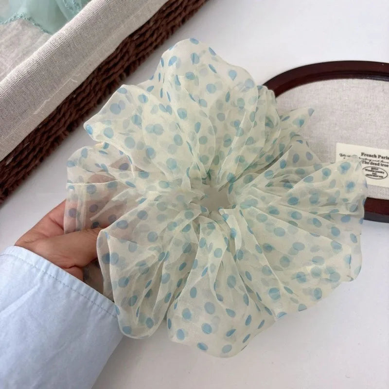 Mint Green Organza Scrunchies – 4-Pack Women's Hair Ties Organza Scrunchie Set Babs