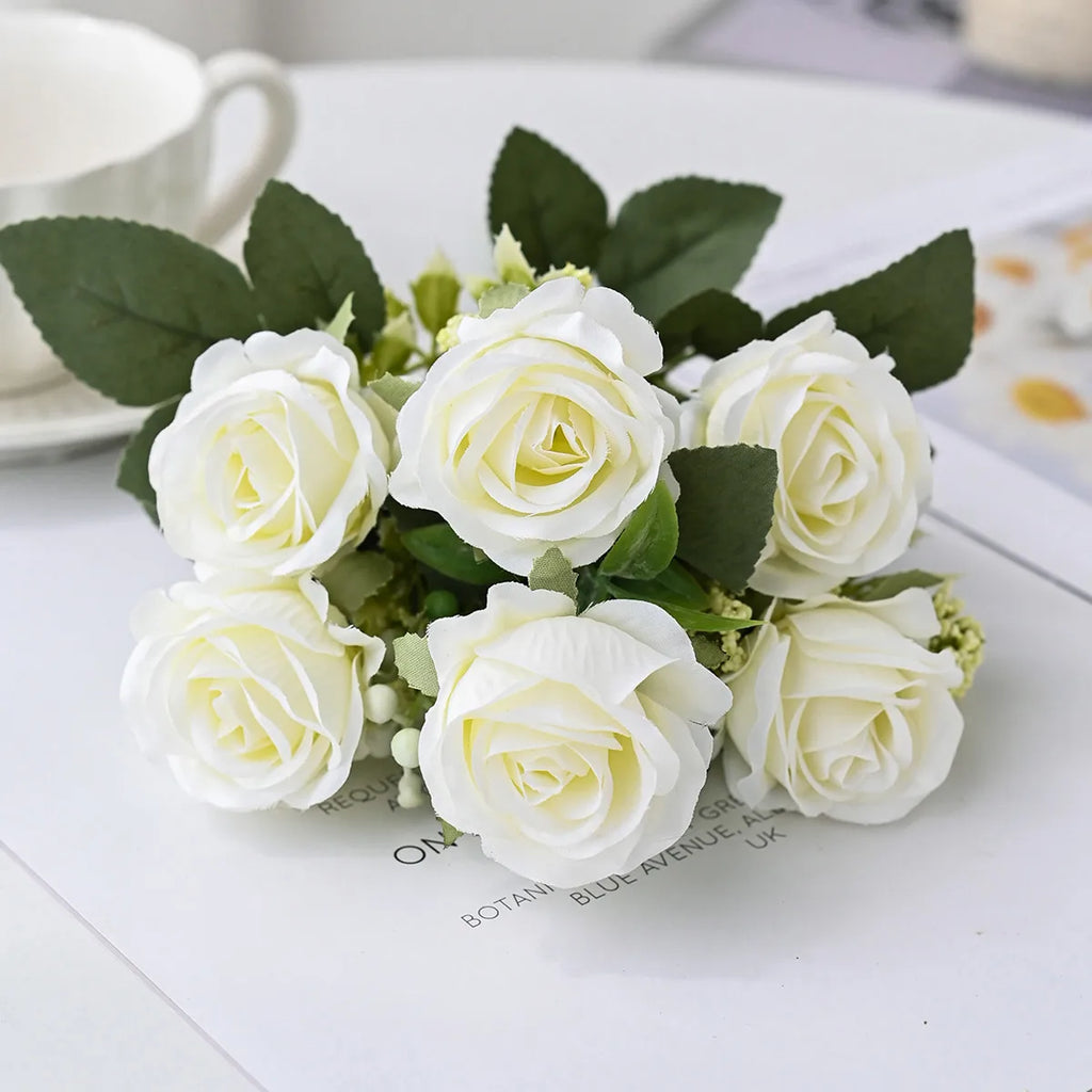 Artificial Silk Rose Flowers – Wedding & Home Décor Bouquet Artificial Silk Flowers Babs WHITE 1 pc