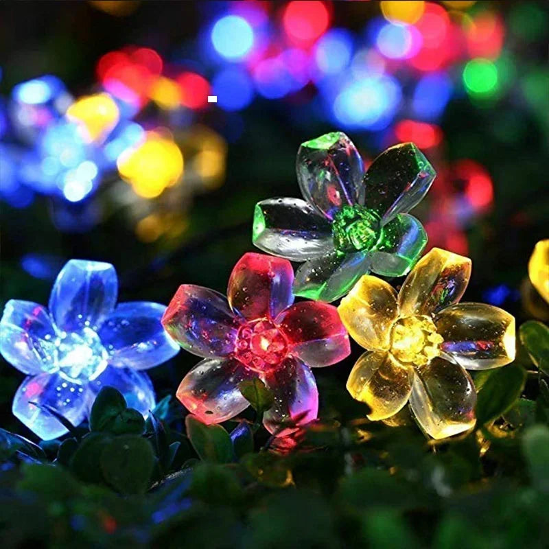 5M 20 LED Solar Cherry Flower String Lights | 8 Modes IP65 Solar String Lights Babs