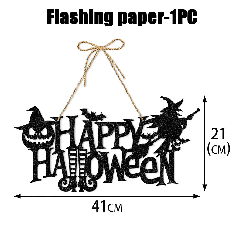 Halloween Pumpkin Door Hanger – Rustic Spooky Wall Plaque Halloween Door Hanger Babs Style D-1PCS