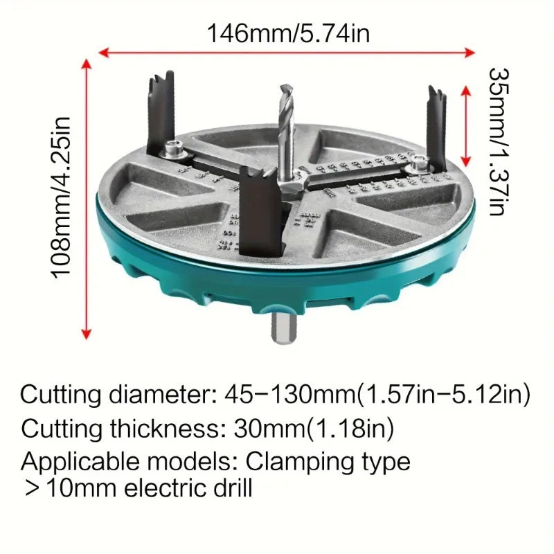Adjustable Hole Saw 45–130mm | Wood, Drywall, Plastic & Aluminum Adjustable Hole Saw Babs