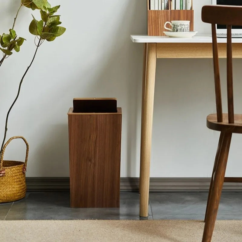Luxury Solid Wood Flip-Top Trash Can | Large Rectangular Bin Wooden Trash Can Babs